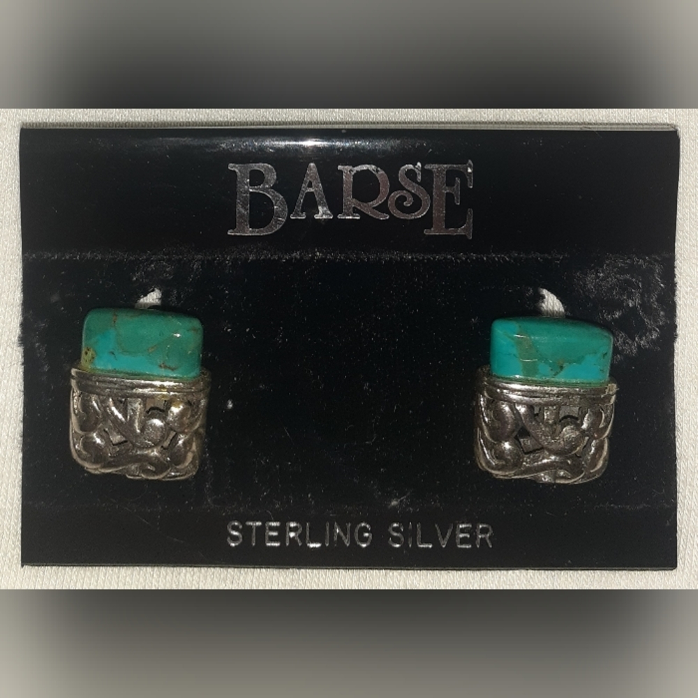 Barse Sterling Silver and Turquoise Clip On Earrings